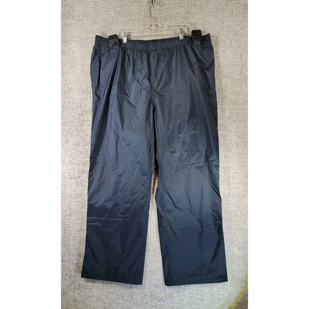 Columbia PFG Rain Pants Mens XXL 42x32 Black 100% Nylon Suspenders EUC